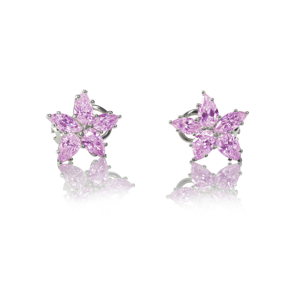 Pink diamond stud earrings