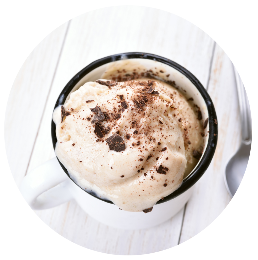 Coffee flavoured ice cream in a mug