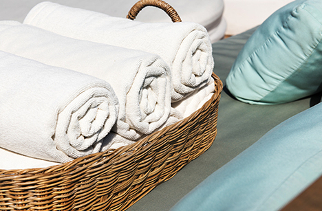 Towels rolled in a basket