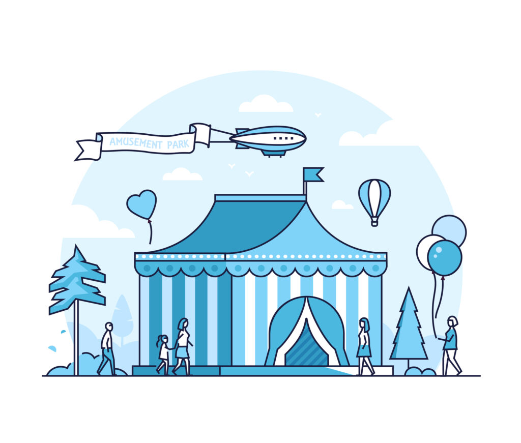 Illustration of a tent in blue colour