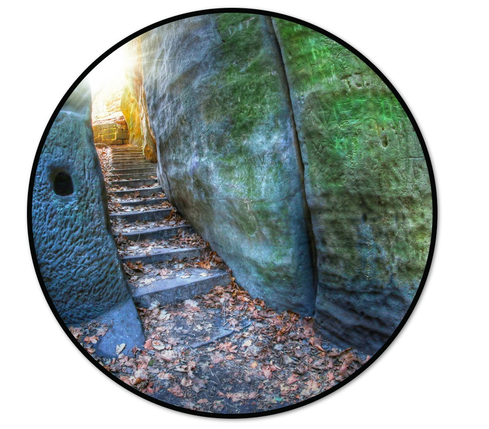Stairway to light cave