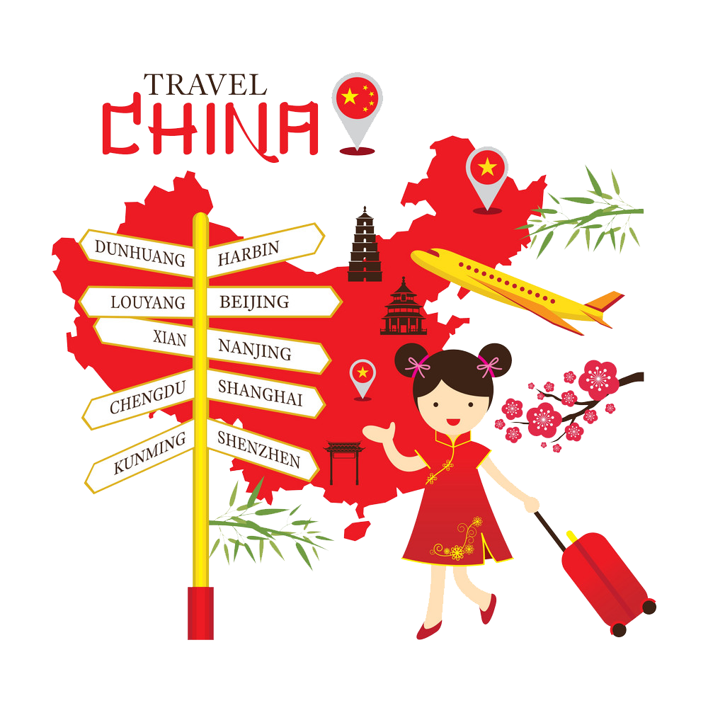 Illustration of sign boards in China