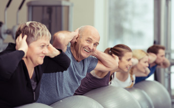 Elderly people doing exercise