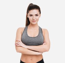 Fitness trainer woman with folded hands