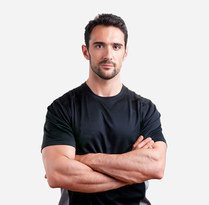 Fitness trainer man with folded hands