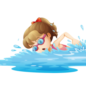 Illustration of a girl swimming