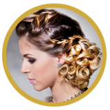 Woman face with side bun hairstyle