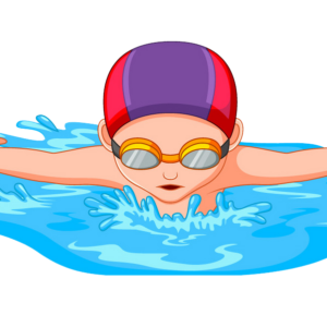 Illustration of kid swimming for competition