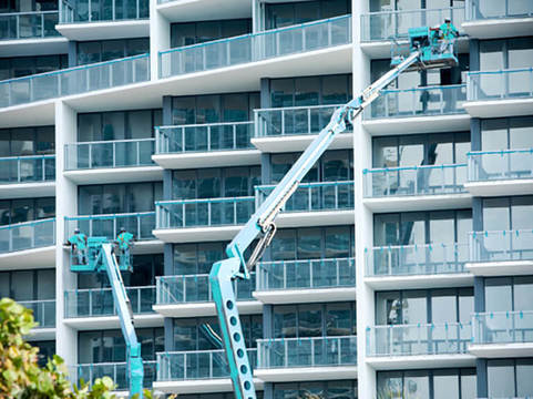 Outside view of window cleaning