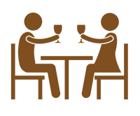 Illustration of couple dining in restaurant