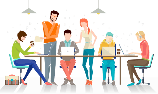 Illustration of people working together