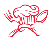Chef's hat and cutlery logo